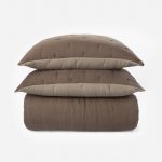 Amity home cartwright quilt in walnut brownnatural   soft tufted linen