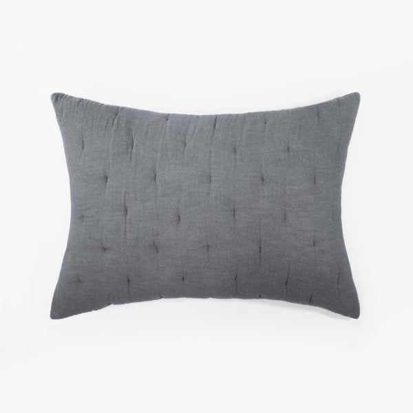 Amity home dalton sham in flannel grey   soft quilted texture