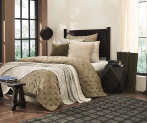 Amity home gibbons  dalton collection in olive green   hand quilted texture