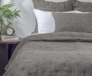 Amity home dalton quilt in ash grey   soft quilted fabric