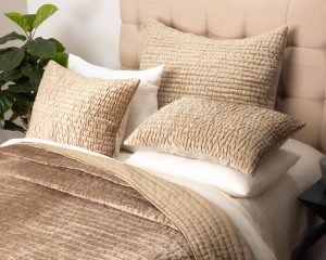 Amity home baldwin quilt in caramel   textured ruched design