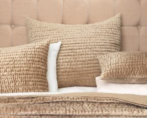 Amity home baldwin quilt in caramel   smocked texture