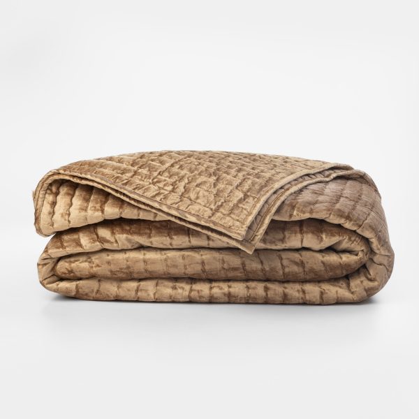 Amity home baldwin quilt in caramel   plush velvet quilted texture