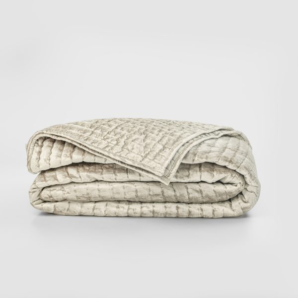 Amity home baldwin quilt in oyster   crushed velvet texture
