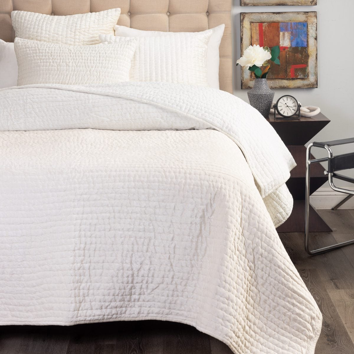 Amity home baldwin quilt in ivory   textured crinkle pattern