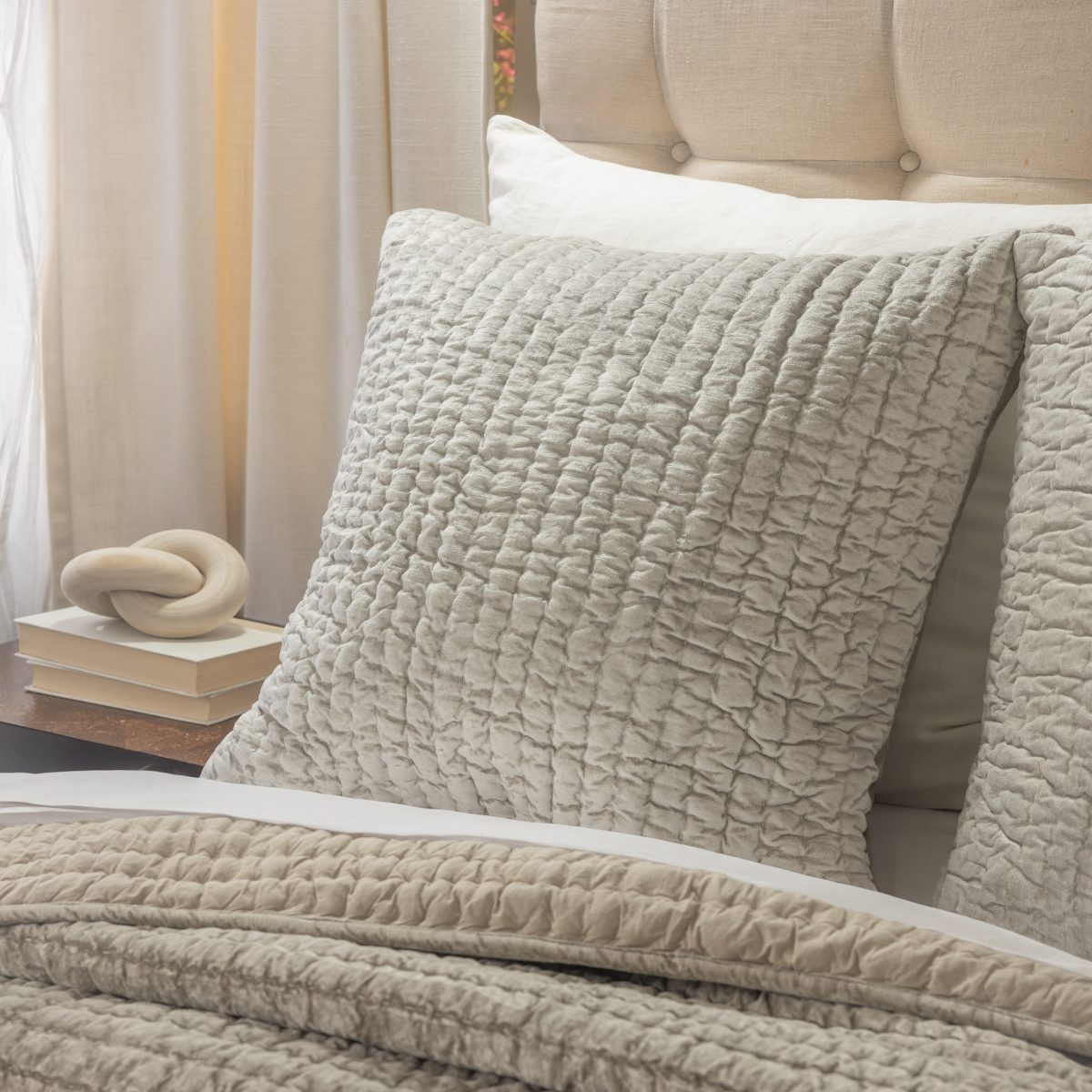 Amity home baldwin quilt in oyster   crinkled texture
