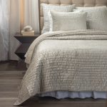 Amity home baldwin quilt in oyster   textured ruched quilting