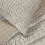 Amity home baldwin quilt in oyster   hand stitched diamond quilted velvet