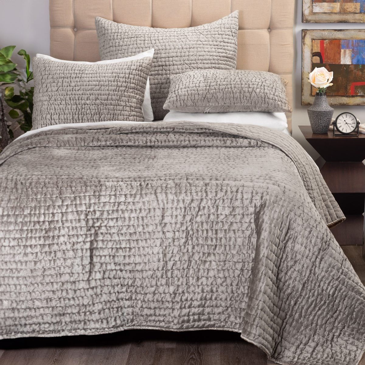 Amity home baldwin quilt in ash grey   puckered texture