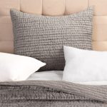 Amity home baldwin quilt in ash grey   textured square stitching