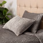 Amity home baldwin sham in ash grey dutch euro   ruched velvet texture