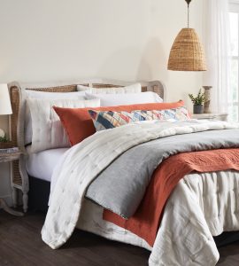 Amity home fairchild  harlow collection in white  rust   textured layered bedding