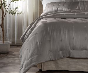 Amity home fairchild quilt in ash grey   button tufted design