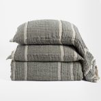 Amity home akin coverlet in kale   striped crinkle texture