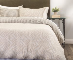 Amity home gibbons coverlet in natural   geometric pattern