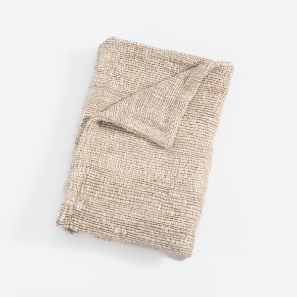 Amity home smith coverlet in natural beige   chunky woven texture