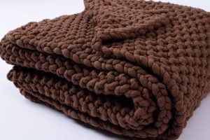 Amity home harrison throw in saddle   chunky knit weave