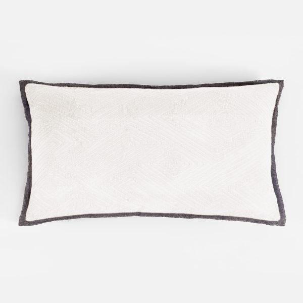 Amity home mateo sham in ivory   textured geometric pattern with dark trim