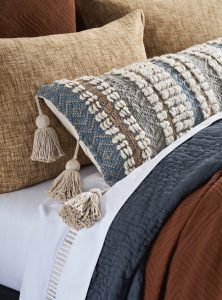 Amity home hector x long bolster in blue grey  cream   textured weave