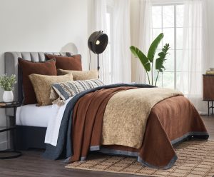 Amity home mateo coverlet in saddle   geometric quilted pattern