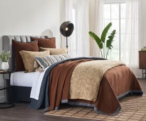 Amity home mateo coverlet in saddle   geometric quilted pattern