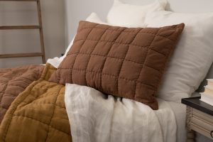 Amity home spencer quilt in ochre   square quilted pattern