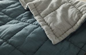 Amity home cunningham  spencer collection in teal  grey   hand stitched quilting