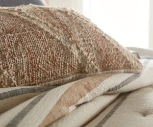 Amity home collins quilt in ochre   striped natural texture