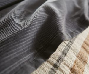 Amity home saunders coverlet in steel blue   soft ribbed texture