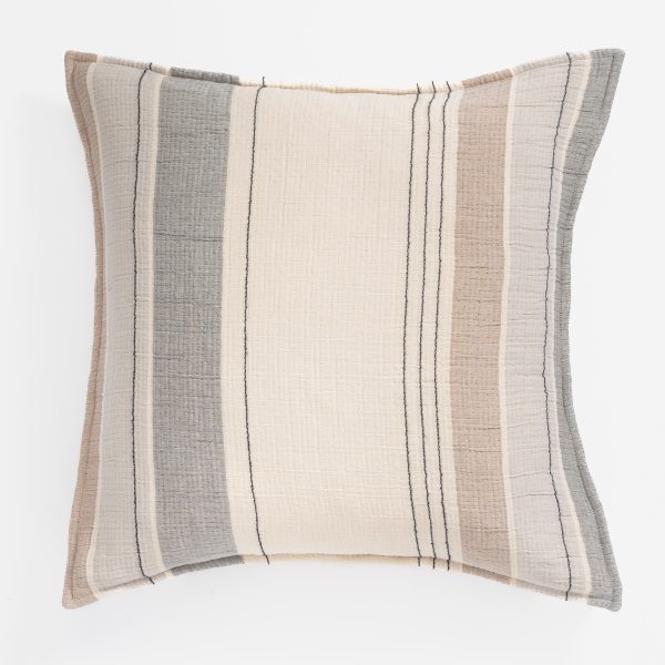 Amity home meyers euro sham in ochre   textured vertical stripes