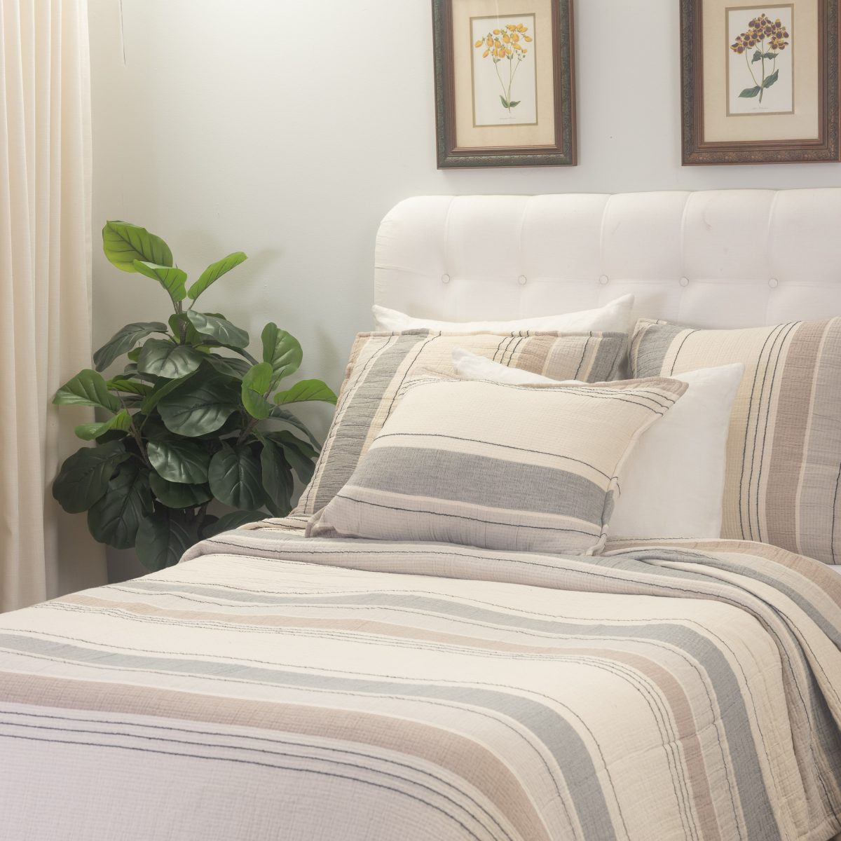 Amity home meyers coverlet in ochre multi stripe   crinkled texture