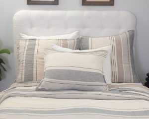 Amity home meyers coverlet in ochre striped   crinkled texture