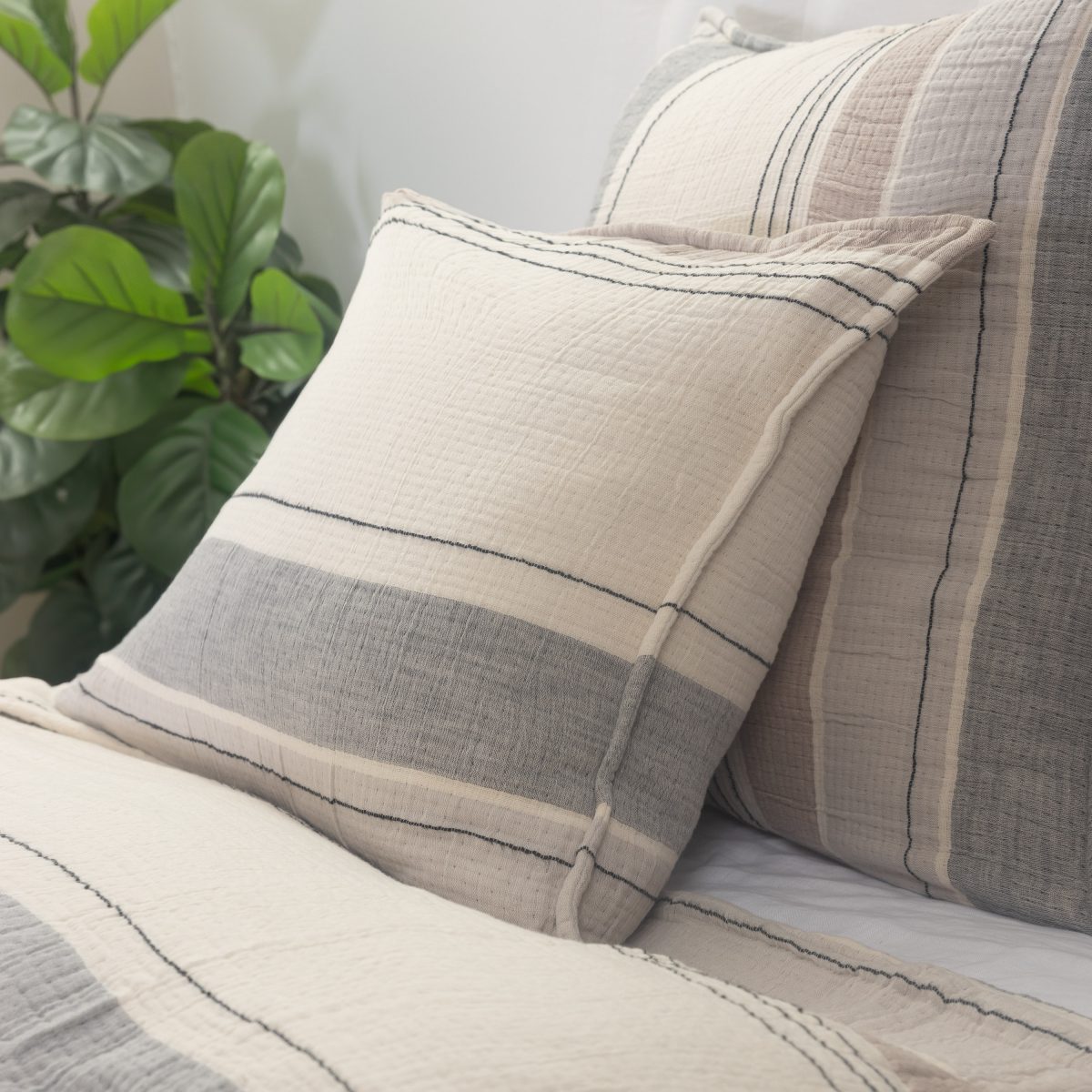 Amity home meyers coverlet in ochre   multi stripe textured cotton