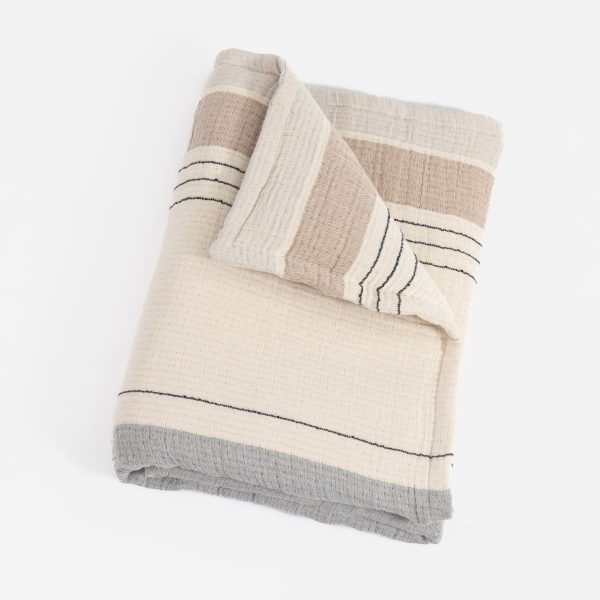 Amity home meyers coverlet in ochre   striped gauze texture
