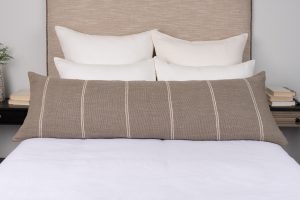 Amity home rhodes sham body pillow in pewter   woven texture with stripes