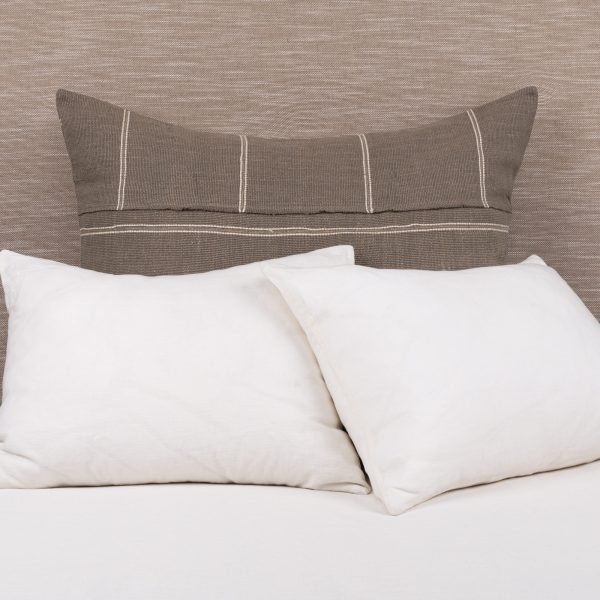 Amity Home Rhodes Sham in Pewter - Vertical White Stripes