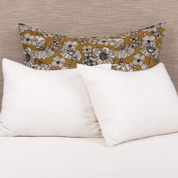 Amity Home Tinsley Sham in Ochre - Hand-stitched Floral Pattern