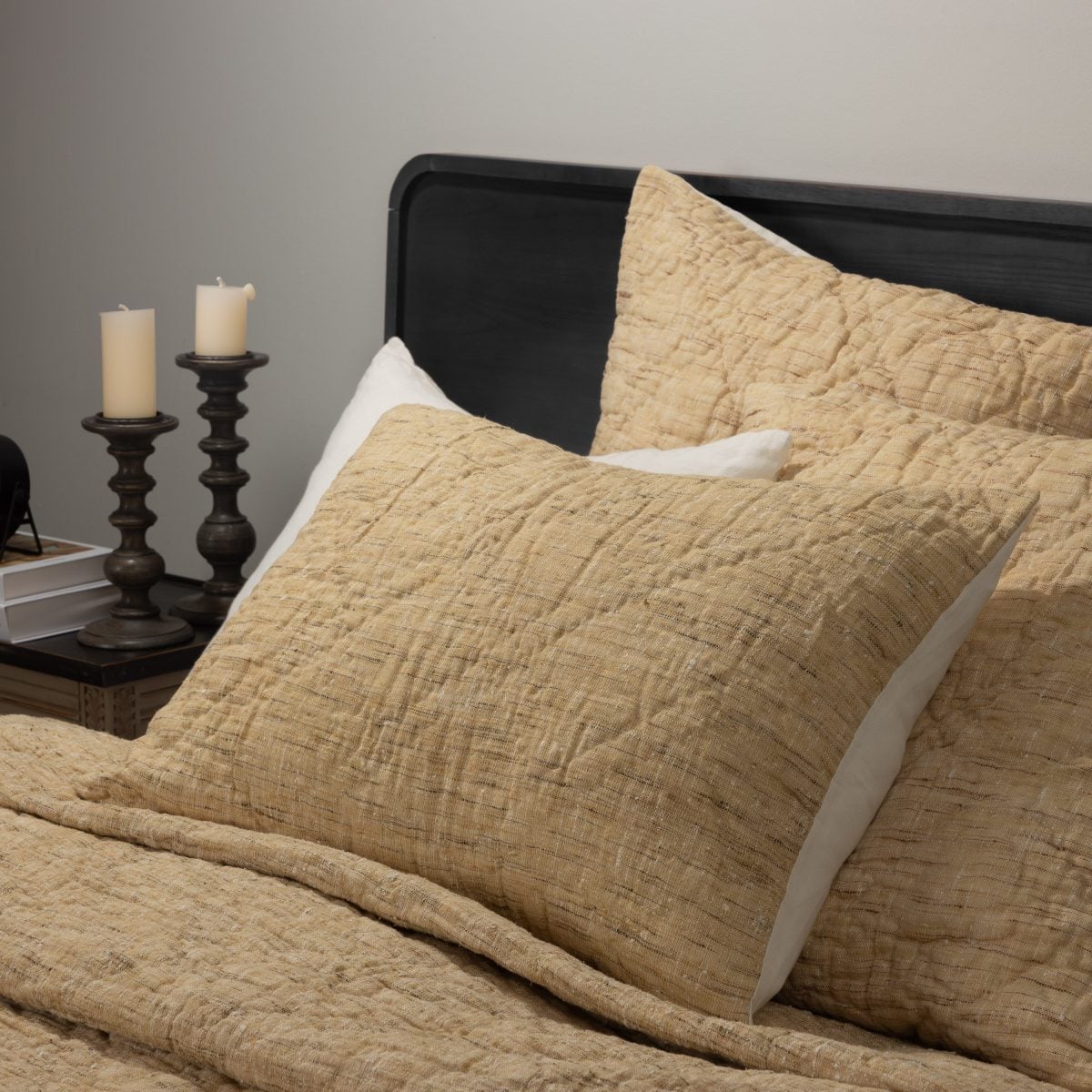 Amity home adley quilt in champagne   textured slub weave