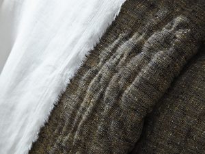 Amity home adley  rhodes collection in white  slub linen   frayed edge detail