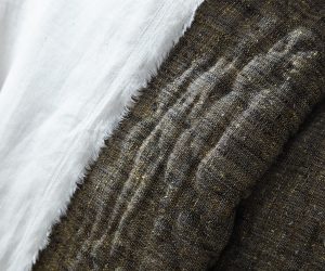 Amity home adley  rhodes collection in white  slub linen   frayed edge detail