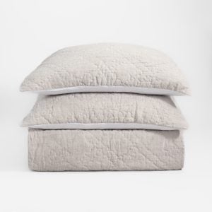 Amity home adley quilt in nickle   soft quilted linen texture