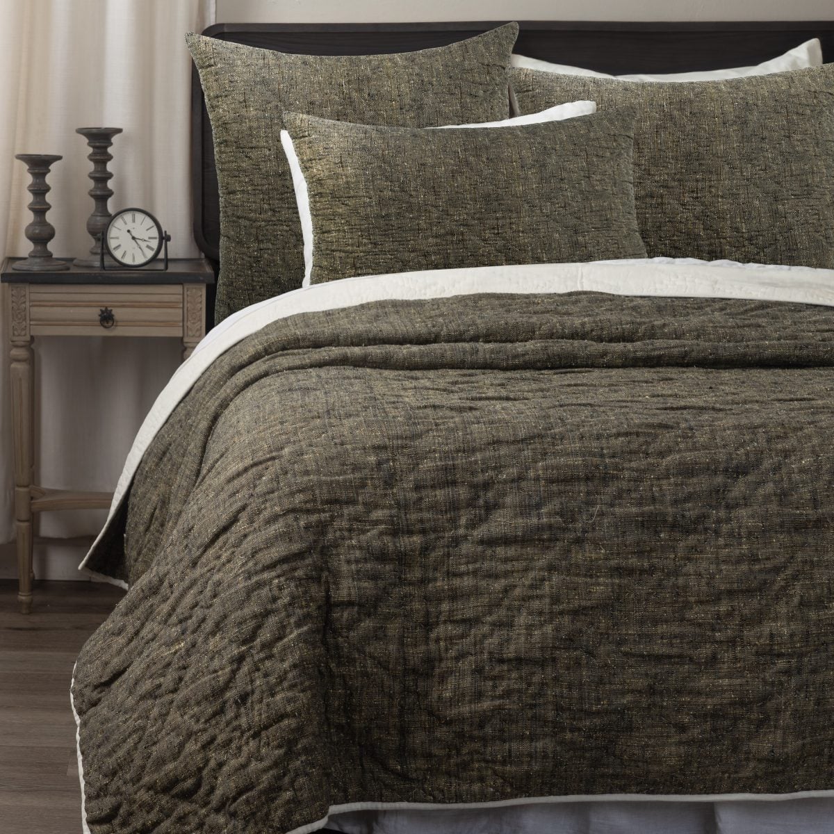 Amity home adley quilt in granite   textured slub weave