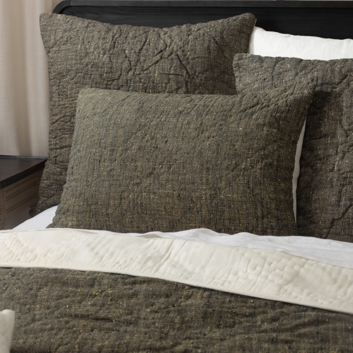 Amity home adley quilt in granite   irregular quilted texture
