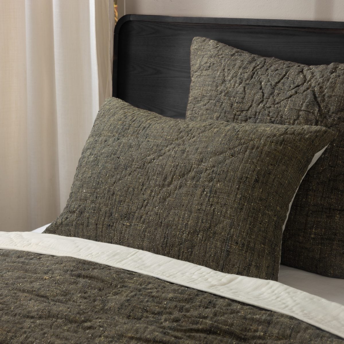 Amity home adley quilt in granite   organic quilted texture