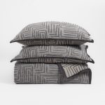 Amity home aubrey coverlet in charcoal   geometric woven pattern