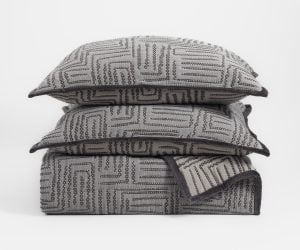 Amity home aubrey coverlet in charcoal   geometric woven pattern