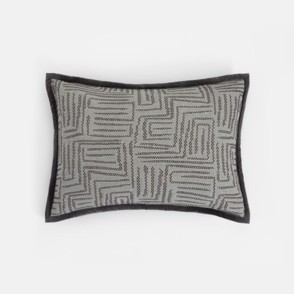 Amity home aubrey sham in charcoal   geometric woven pattern
