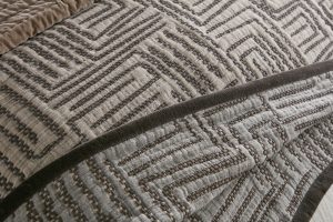 Amity home aubrey  malvern collection in greige with dark grey   geometric quilted pattern