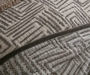 Amity home aubrey  malvern collection in greige with dark grey   geometric quilted pattern