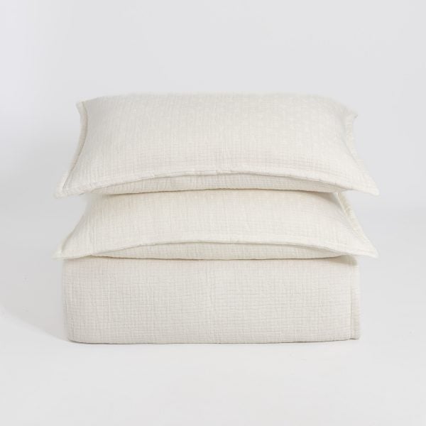 Amity Home Malvern Coverlet in Ivory - Subtle Geometric Quilted Texture